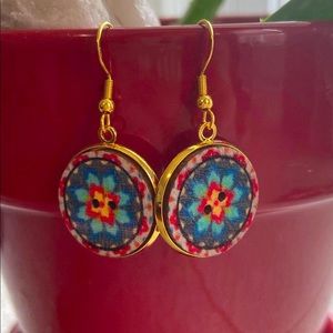 Mandala Button Earrings
